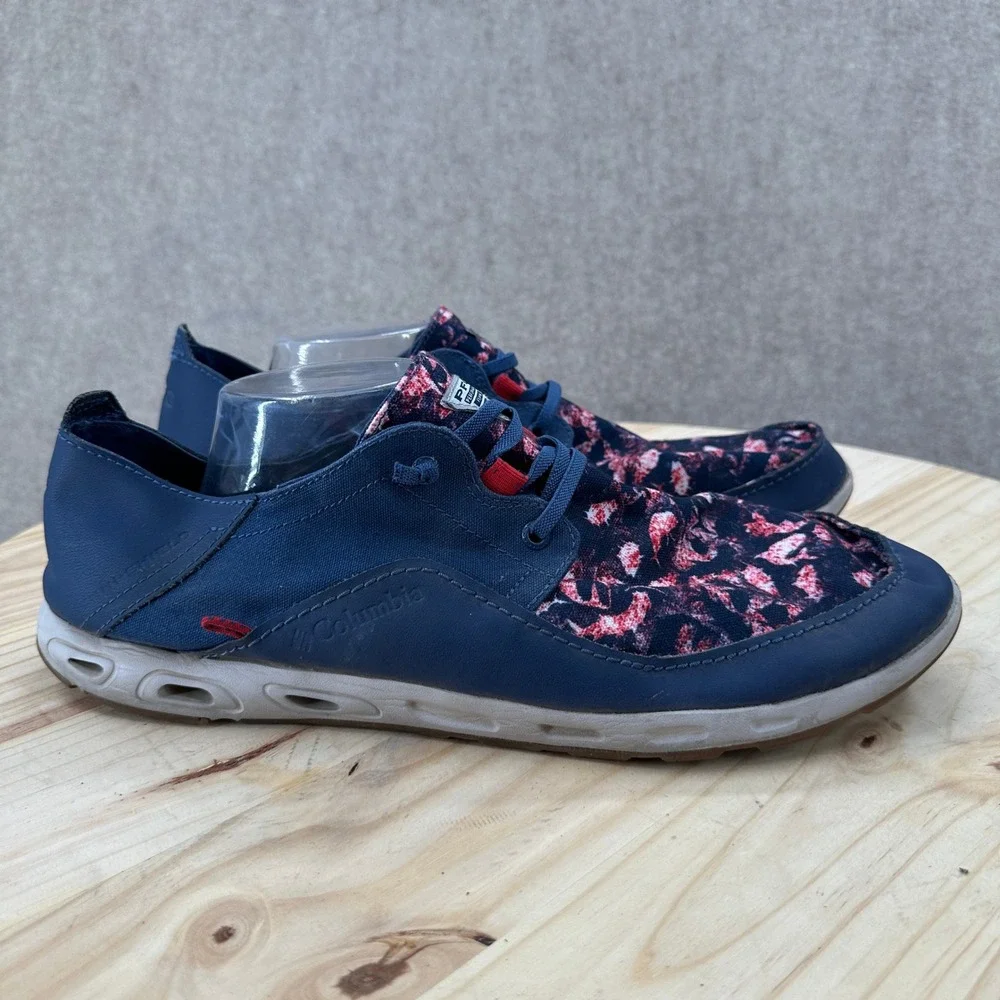 Columbia PFG Navy Blue Floral Boat Shoes Omni-Shield Fishing Sneakers Mens‎ 15